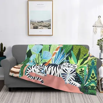 Öl Malerei Tropische Pflanzen Decken Flanelowy Herbst/Winter Wald Dschungel Tier Weiche Werfen Decken für Home Auto Teppich Stück