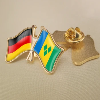 Niemcy i Saint Vincent i Grenadyny Trzymają podwójne flagi Przyjaźni Szpilki do klapy, uzupełniane przez inne Broszki Ikony