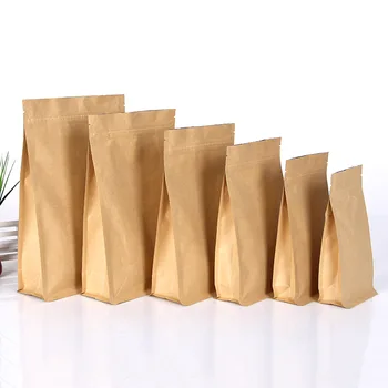 Ferimo 100szt Zagęszczony dwustronne szczelne kraft torby papierowe самоуплотняющаяся самостоянная torba do pakowania żywności torba z aluminiowym