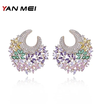 YANMEI Luksusowe Geometryczne Kolczyki Z Kryształami Dla Kobiet, Moda Biżuteria, Damskie Букле d ' nazywany oreille YME6671 YME6671