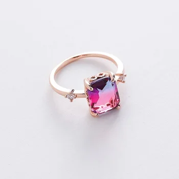 2022 słodkie Kobiece pierścień korea moda gotycka Piękny Kwadratowy Cyrkon Światło Luksus Mniejszość Zaawansowane złota biżuteria pierścionek zaręczynowy