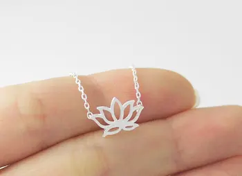 10 SZT. Modna Roślina Lotus Naszyjnik Mały Kwiat Lotosu Lotos Naszyjnik Charms Biżuteria Dla Kobiety