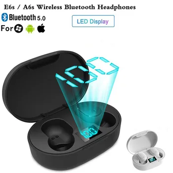 E6S/A6S TWS Bezprzewodowe Słuchawki Bluetooth Stereo Sport Wyświetlacz Led Wodoodporne Słuchawki Bluetooth z Ładowarką
