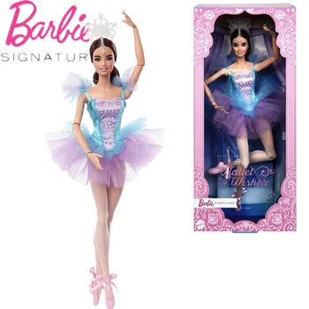 Lalka Barbie Signature Ballet Wishes 2022 W Stroju Baleriny, Pakiet, Pointach i Tiare, Zabawki dla Dzieci i Kolekcjonerów, Prezent