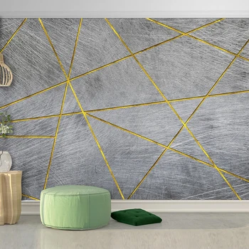 Niestandardowe Tapety 3D Na Ściany Abstrakcyjne Geometryczne Złote Linie Artystyczne Malowanie Ścian Nowoczesny Salon Sofa TV Tło Wystrój Tapety