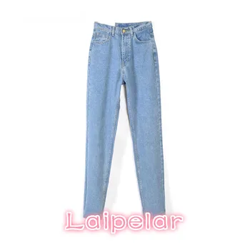 Nowe damskie spodnie jeansowe, niebieskie dżinsy z wysokim stanem, damskie casual vintage dżinsy chłopaka dla kobiet, wiosenna moda, Laipelar
