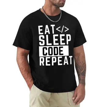 Eat Sleep Code Repeat Zabawne Kodowanie, Fajne t-Shirty Inżynierem, Męskie t-shirt Z Czystej Bawełny, Nowość, t-Shirty Z Długim rękawem, Bluzki Z Krótkim Rękawem