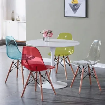 Modny Jadalnia Krzesło Nowoczesna Prosta Sprzęt Oparcie Skandynawski Krzesło Japoński Przezroczysty Plastik Kosmetyczny Krzesło Meble WW50