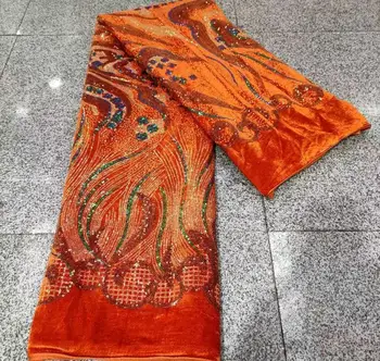 Afrykańska aksamitna koronki tkaniny Gorąca sprzedaż nowa dostawa design z miękkiego materiału z cekinami francuska koronka tkaniny TS9656