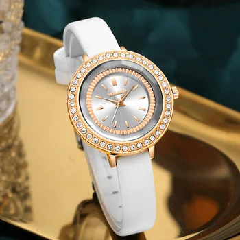 Retro Okrągły zegarek Kwarcowy Luksusowe Moda Dorywczo Zegarek Z Tarczą, Skórzany Pasek, Moda Wodoodporny Zegarek dla Kobiet