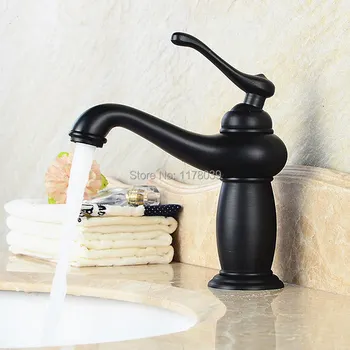 matowy brąz Boski lampy do łazienki z jednym otworem uchwyt pojedynczy kran do gorącej i zimnej wody, antyczny czarny bateria umywalkowa, J16908