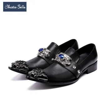Valeria Bella/ męskie moda buty w biznesowym stylu, w stylu brytyjskim; oficjalne buty z Metalicznym, ostrym czubkiem Ze Skóry Naturalnej Do Ślubu imprezy; Buty męskie-Оксфорды