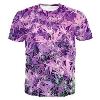 CJLM Harajuku t-Shirty z 3D print Moda Męska Lato Fioletowy Liść Chwastów Graficzny t-shirt Galaxy Nowy Projekt Oversize Bluzki 5XL