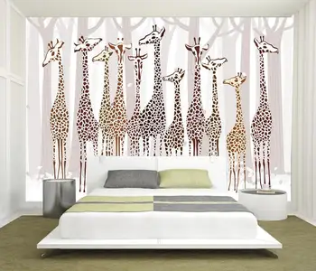 beibehang Niestandardowe tapety zdjęcia wystrój domu salon sypialnia żyrafa las w tle mural 3d tv 3d tło tapety