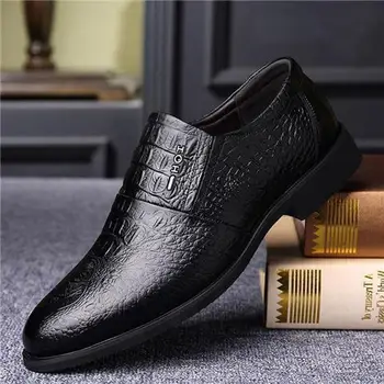 Męskie Skórzane buty, Męskie Oficjalna obuwie Młodzieżowe Bussines Casual Buty, Uniwersalna Oddychająca Buty w stylu brytyjskim z niskim dachem