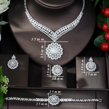 Modne Luksusowe Zestawy Biżuterii z Kryształami i Cyrkonu dla Kobiet Białego Złota, Afrykańskie Komplety Biżuterii, Kolczyki-Krople Wody, N-70
