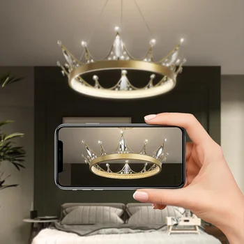 Skandynawski nowoczesny ins dziewczyna ciepła i romantyczna kryształowy żyrandol w kształcie korony salon księżniczki sypialnia jadalnia lampy