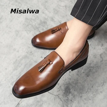 Misalwa/ dostawa bezpośrednia, buty męskie w prostym stylu, duże rozmiary 38 48, męskie лоферы bez zapięcia z frędzelkami, biurowe, biznesowe modelowe buty z imitacji skóry