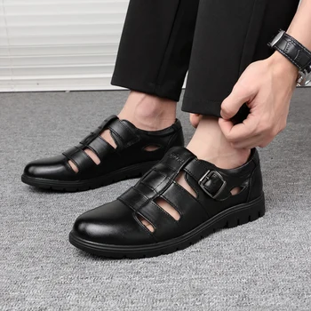 Męskie Sandały Ze skóry naturalnej, Letnie Buty, Męskie Casual Biznesowych Modelowe Skórzane Sandały Męskie Nowe Modne Sandali Także Uomo
