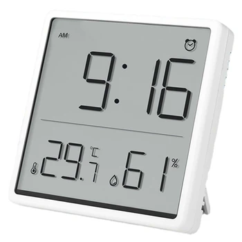 Bestdigital Higrometr Termometr Z Zegarem Monitor Wilgotności Zegar Budzik Dla Domowego Biura Plac Zabaw Dla Dzieci