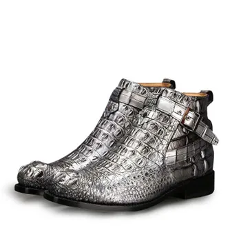 hubu/buty z krokodylej skóry; popularne modne buty Męskie; biznesowe Krótkie buty na niskim obcasie; męskie buty z krokodylej skóry
