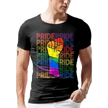 Męska Casual modna koszulka z nadrukiem Pięści Badassdude Rainbow Pride