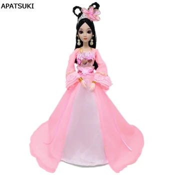 Różowe Sukienka Lalki Cosplay Tradycyjny Chiński Starożytny Strój Piękna Ubrania Dla Lalki Barbie Świąteczna Sukienka Suknie Wieczorowe
