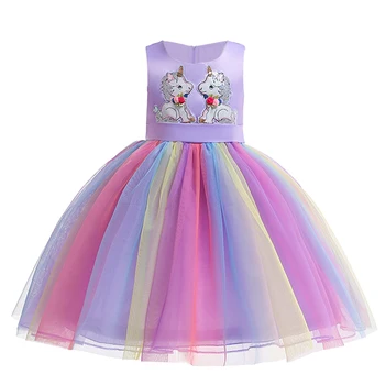 2019 Sukienka z Jednorożcem, Netto dla Dzieci Sukienki z Postaciami z Kreskówek Dla Dziewczyn, Świąteczne Świąteczny Strój Na Urodziny, Baby Sukienka, Modny Garnitur