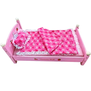 40-43 cm Lalka Różowa Miłość Koronkowa Koc Poduszka Z Trzech Części Amerykańska Uczyć się Przyjemna Zabawka Akcesoria Nadają się do 18-Calowych Dziewczyn