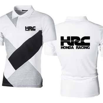 Letnia Nowa Męska koszulka polo HRC z logo wyścigowego motocykla i samochodu, Wysokiej jakości Casual Bawełniana koszula męska z krótkim rękawem i klapie