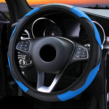 Akcesoria samochodowe z Włókna Węglowego, Pokrowiec na Kierownice ze Skóry Syntetycznej dla Maserati Ghibli Kia Sportage 2019 Infiniti Q50 Hyundai Kona