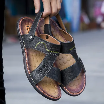 klasyczne sandały couro heren piel-męskie skórzane sandały uomo, sandały ete hombre, robocze, z naturalnej skóry, na ulicy, wietnam, cuero