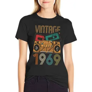 Vintage Prezent 1969 Roku, Na Dzień Ojca, Koszulki Оверсайз Harajuku, Odzież Damska, Odzież Uliczna z Krótkim Rękawem, Bluzki duże Rozmiary, t-Shirt