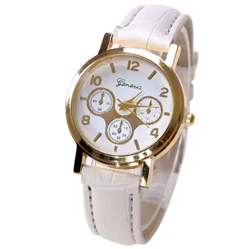Gnova Platinum MAŁE Damskie Zegarki Retro Studenckie Klasyczne Z Imitacji Skóry w Genewie stylu biurowe Zegarek Złoty Zegarek Reloj Dama Fashion Girl