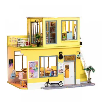 Miniaturowy DIY Dom dla Lalek Meble DIY Miniaturowy 3D Drewniany Miniaturowy Domek dla Lalek Zabawki dla Dzieci, Prezenty Na Urodziny