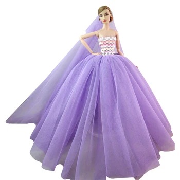 Cosplay 1/6 BJD Odzież Elegancka Fioletowa Suknia Ślubna Księżniczka Sukienki dla Lalek Barbie, Akcesoria, Stroje, Ubrania Dziecięce Zabawki 