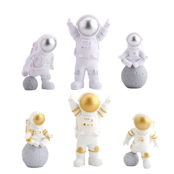 3 szt./lot kontrolna w przemyśle kosmicznym Przestrzeń Astronauta PVC Toy Planet Żywicy Figurki Kolekcja Salon Dekoracji Tortu Zabawki Na Prezenty