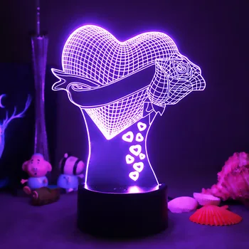 Akrylowa 3D Lampa USB Led Lampka Do Przyjęcia Urodzinowe, Prezent Ślubny, Dekoracja, lampka Nocna, Wystrój Domu, Lampa Z Sercem, Prezenty Na Nowy Rok