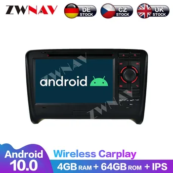 Samochodowy Odtwarzacz Multimedialny Z ekranem Dotykowym, systemem Android 10 4 + 64G 8 Core Carplay DSP Dla Audi TT 2006-2011 Nawigacja GPS Odtwarzacz DVD